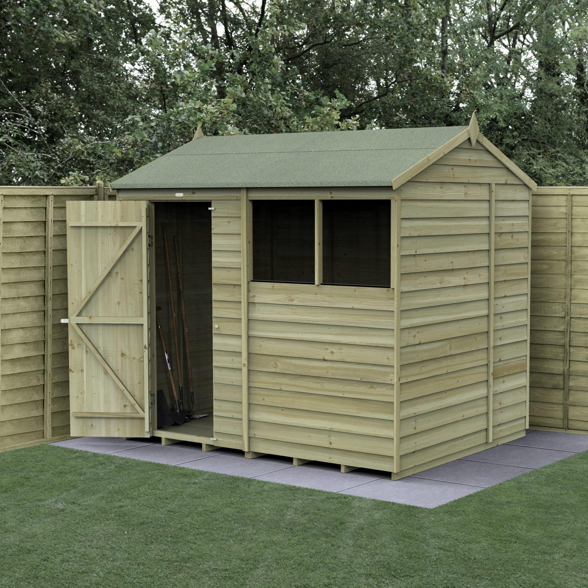 Forest 4LIFE Reverse Apex Shed 8x6 - Single Door - 2 Windows - JJ Building Materials