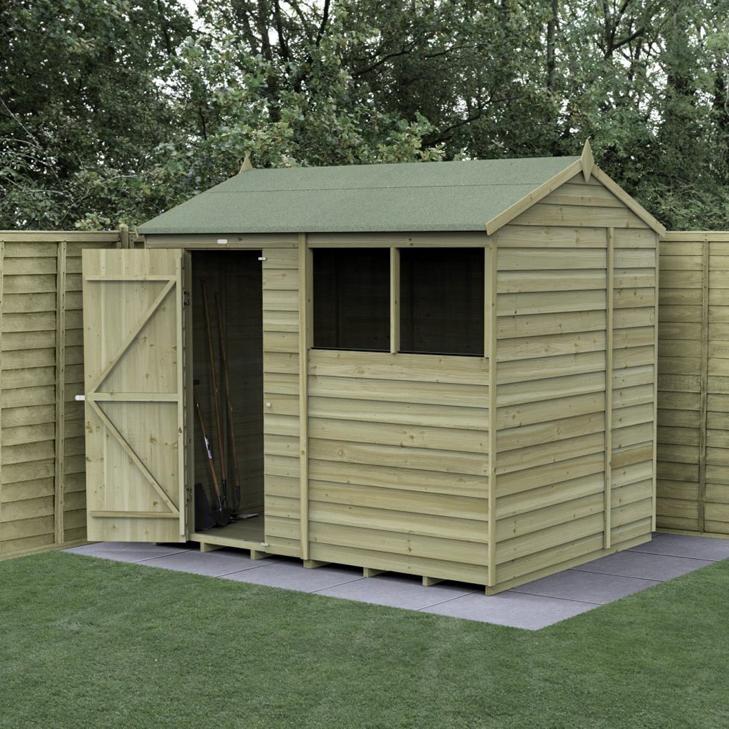 Forest 4LIFE Reverse Apex Shed 8x6 - Single Door - 2 Windows - JJ Building Materials