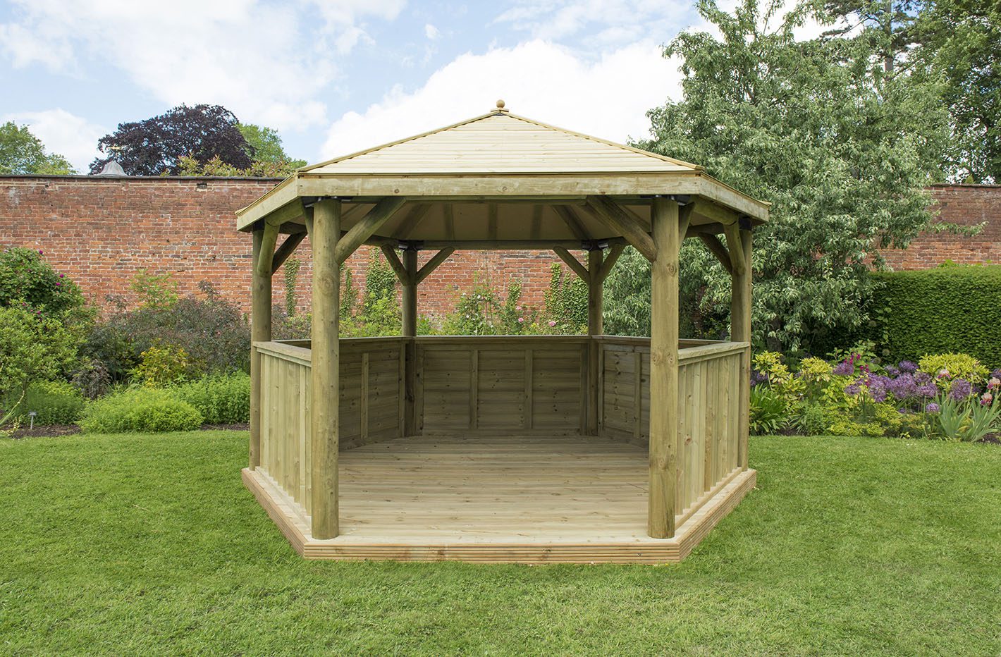 Forest 4m Hexagonal Wooden Garden Gazebo with Timber Roof - JJ Building Materials