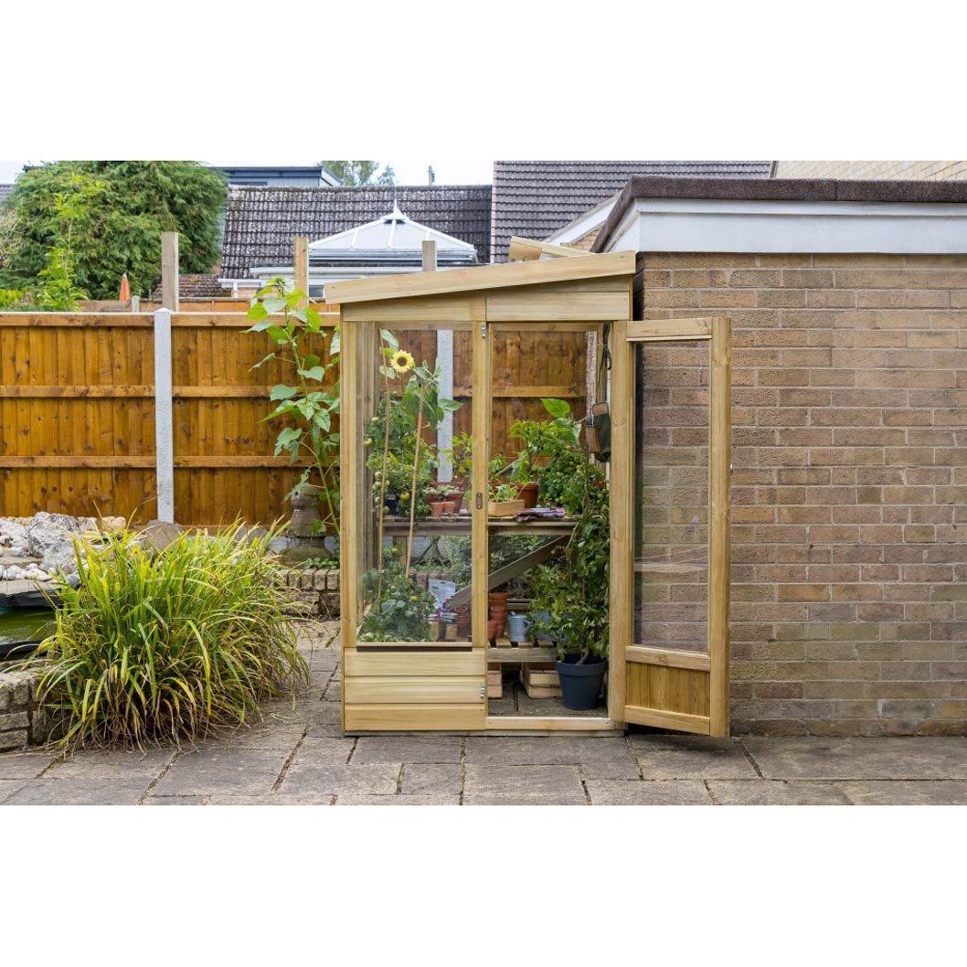 Forest 4x4ft Wallscape Lean-to Greenhouse Solid Back - JJ Building Materials