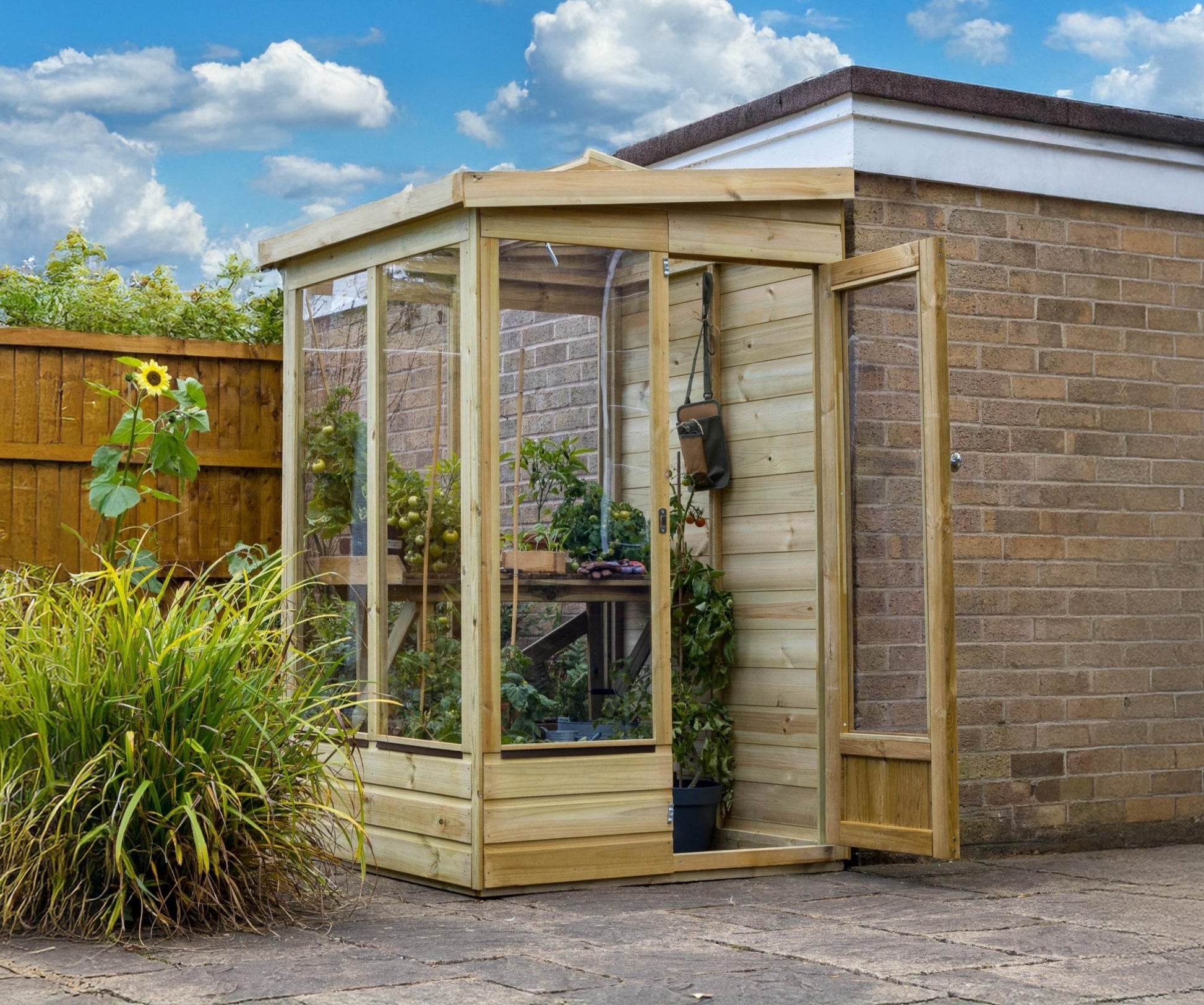 Forest 4x4ft Wallscape Lean-to Greenhouse Solid Back - JJ Building Materials