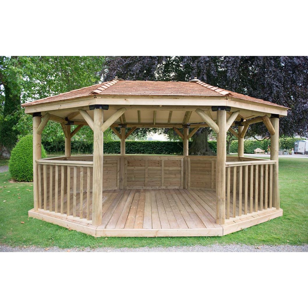 Forest 5.1m Premium Oval Wooden Gazebo with Cedar Roof - JJ Building Materials