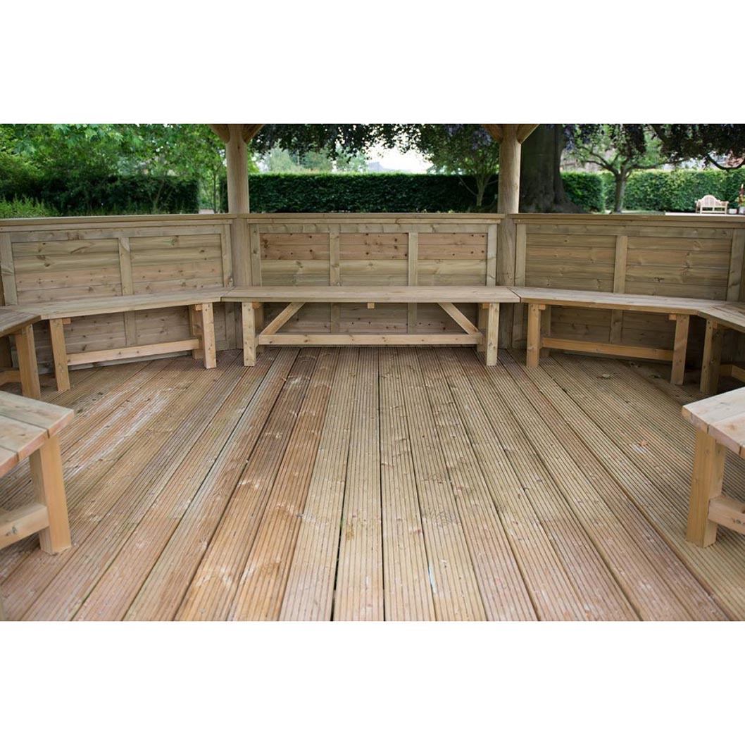 Forest 5.1m Premium Oval Wooden Gazebo with Timber Roof and Benches - JJ Building Materials