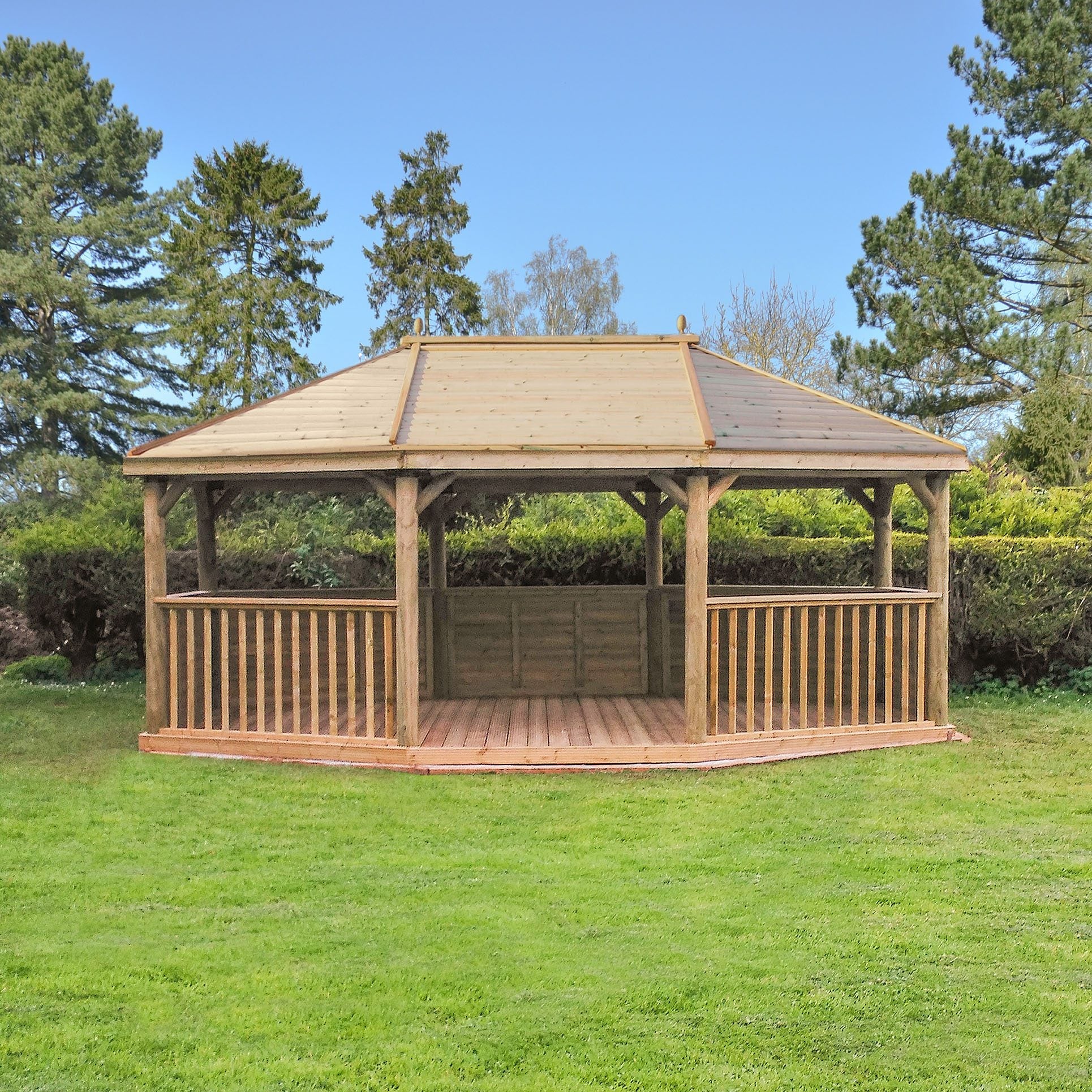 Forest 6m Premium Oval Wooden Gazebo with Timber Roof - JJ Building Materials