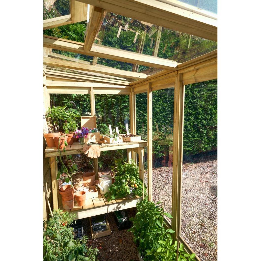 Forest 8x4ft Wallscape Lean-to Greenhouse Solid Back - JJ Building Materials