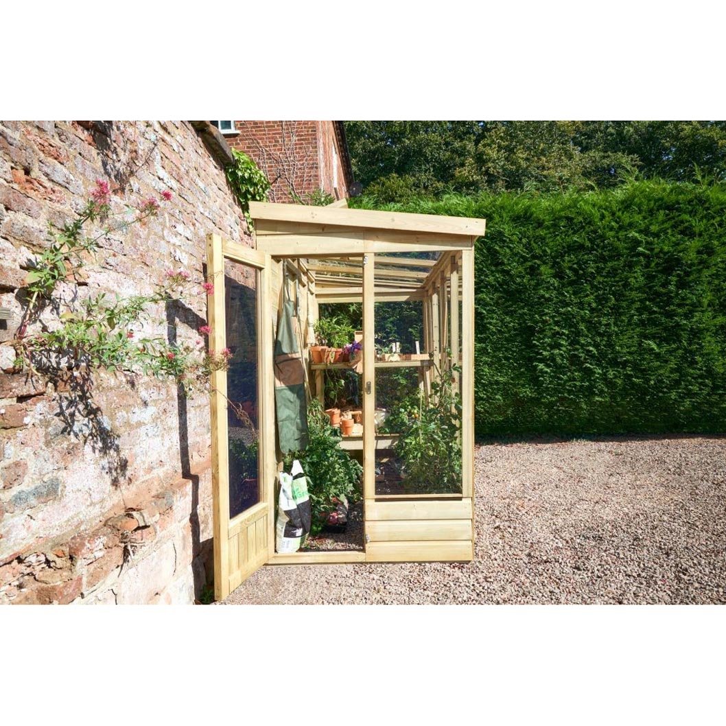 Forest 8x4ft Wallscape Lean-to Greenhouse Solid Back - JJ Building Materials