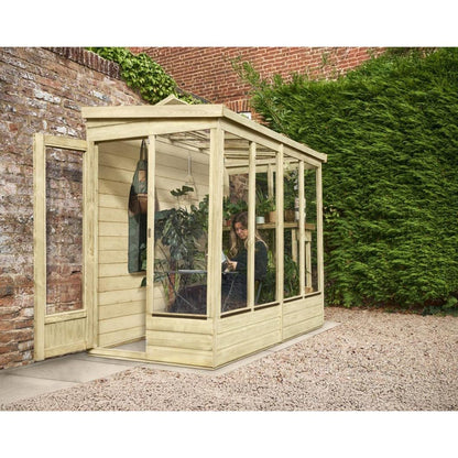 Forest 8x4ft Wallscape Lean-to Greenhouse Solid Back - JJ Building Materials