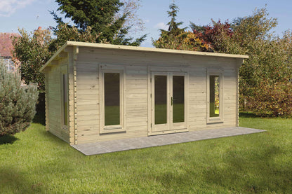 Forest Arley 6.0m x 3.0m Cabin - Pent Roof, Double Glazed with Polyester Felt - JJ Building Materials
