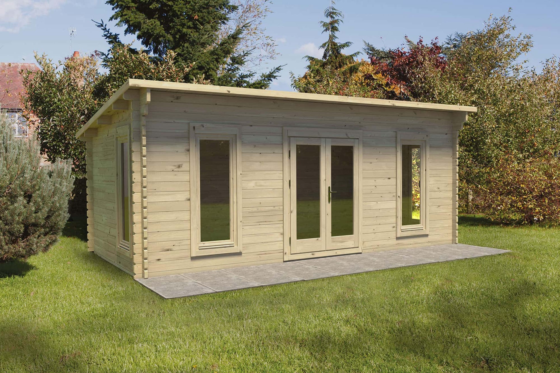 Forest Arley 6.0m x 3.0m Cabin - Pent Roof, Double Glazed with Polyester Felt - JJ Building Materials