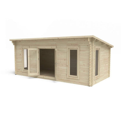 Forest Arley 6.0m x 3.0m Cabin - Pent Roof, Double Glazed with Polyester Felt - JJ Building Materials