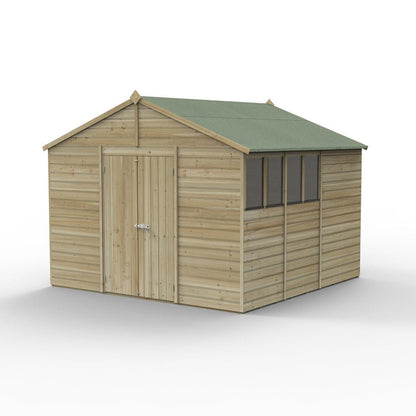 Forest Beckwood 10x10 Apex Shed - 4 Windows - Double Door - JJ Building Materials