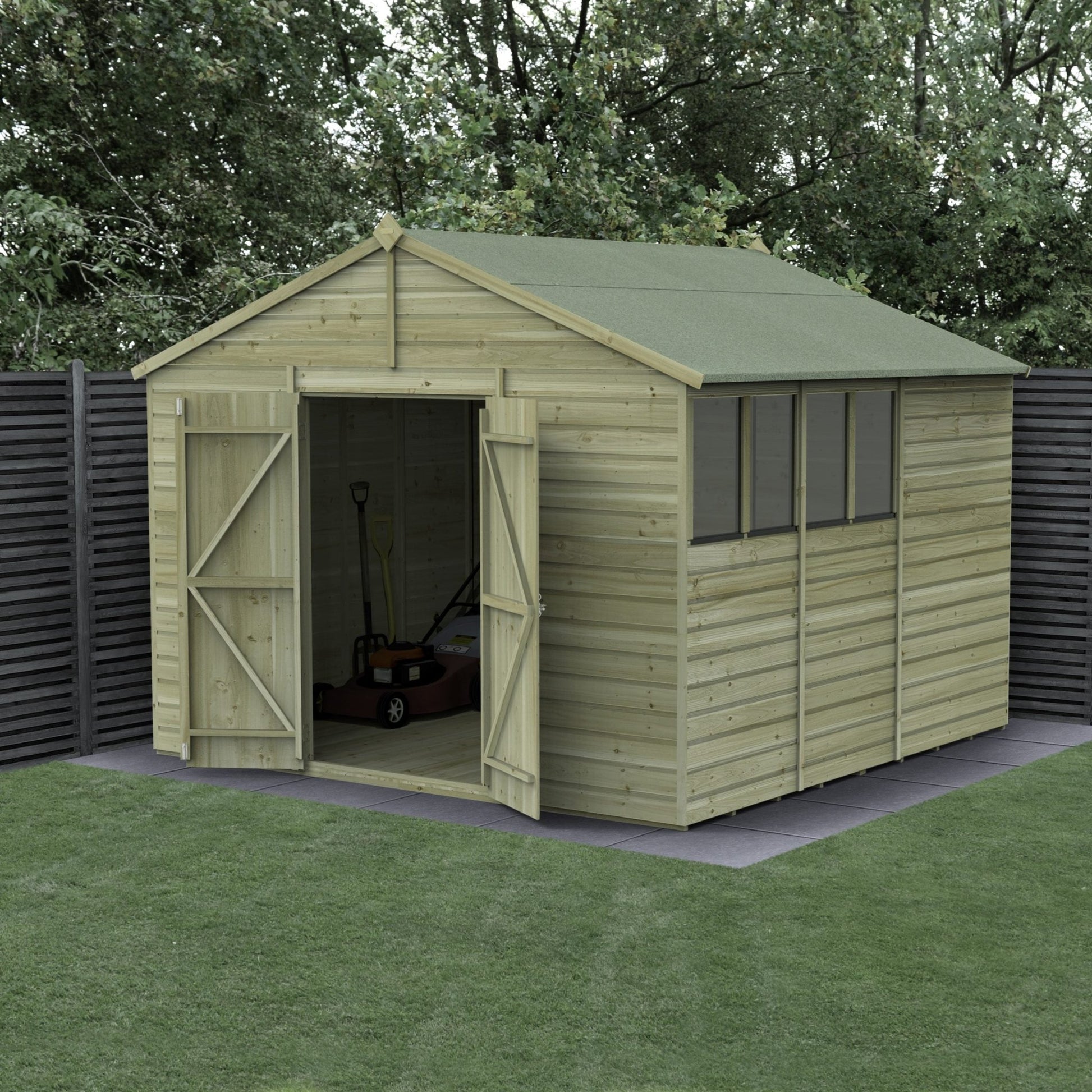 Forest Beckwood 10x10 Apex Shed - 4 Windows - Double Door - JJ Building Materials