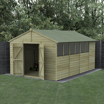 Forest Beckwood 10x15 Apex Shed - 6 Windows - Double Door - JJ Building Materials