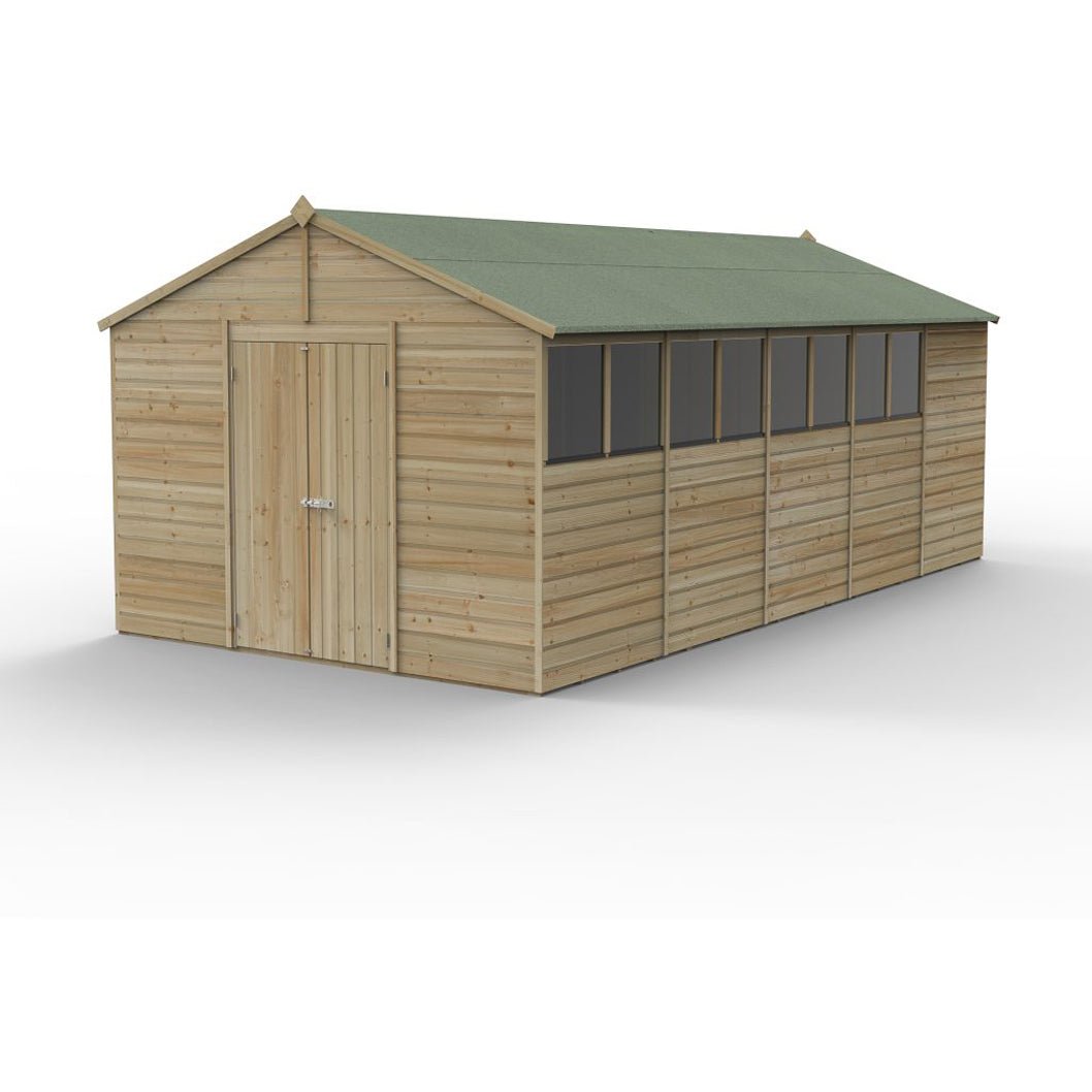 Forest Beckwood 10x20 Apex Shed - 8 Windows - Double Door - JJ Building Materials