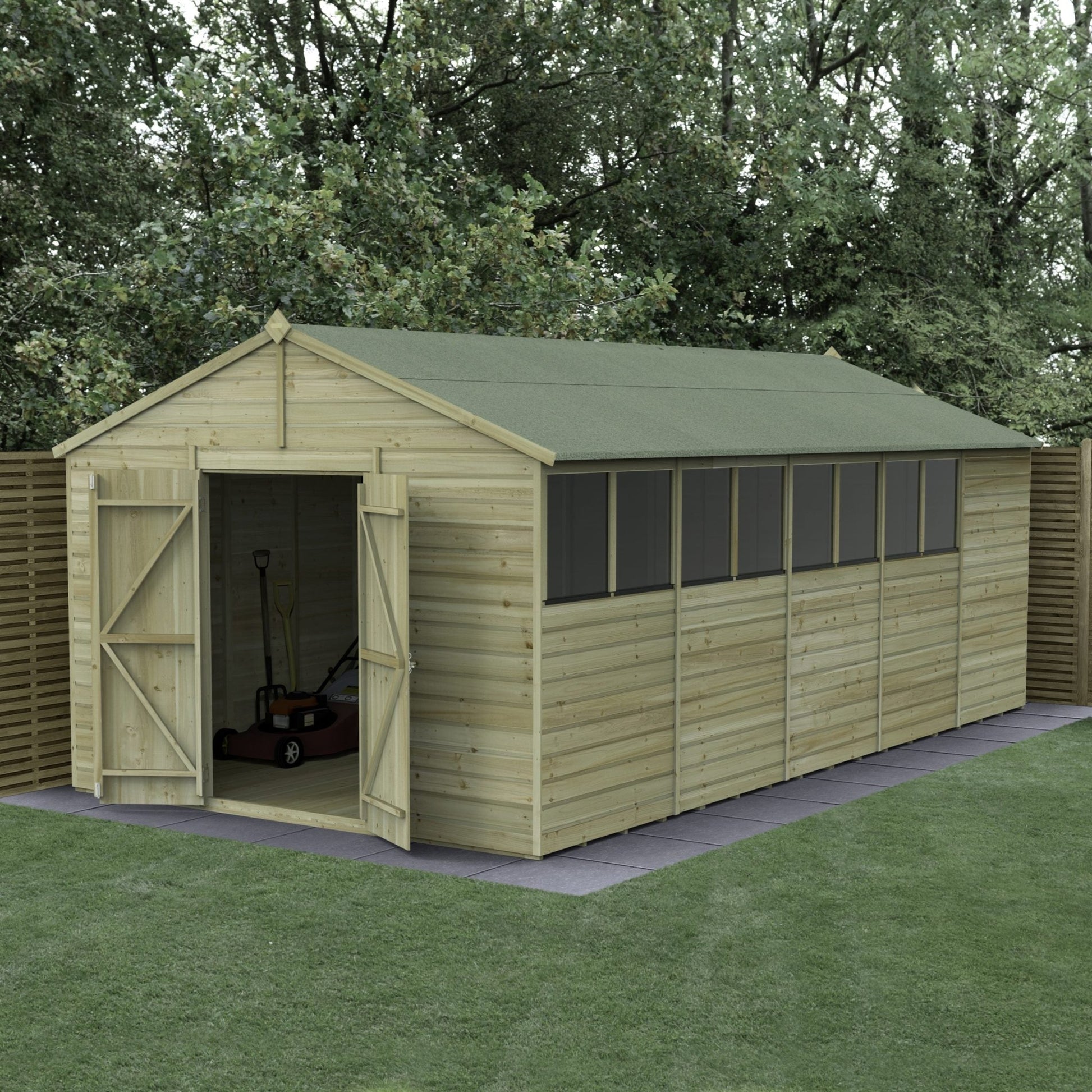 Forest Beckwood 10x20 Apex Shed - 8 Windows - Double Door - JJ Building Materials