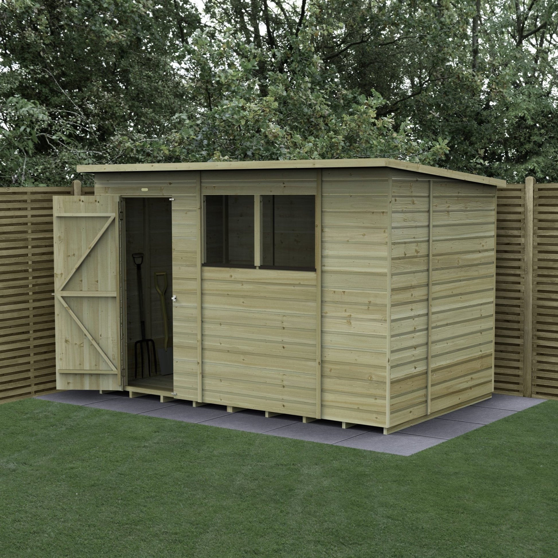 Forest Beckwood 10x6 Pent Shed - 2 Windows - JJ Building Materials