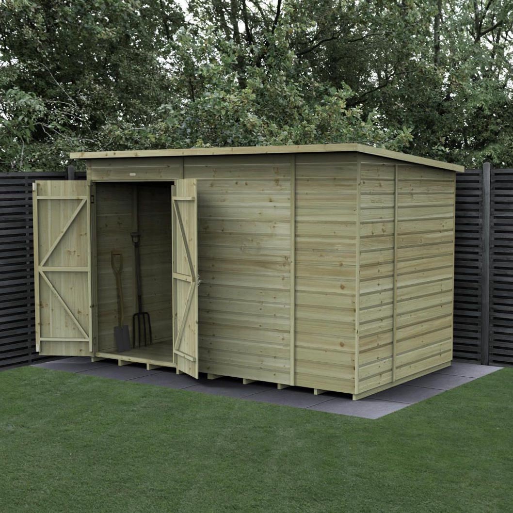 Forest Beckwood 10x6 Pent Shed - No Windows - Double Door - JJ Building Materials