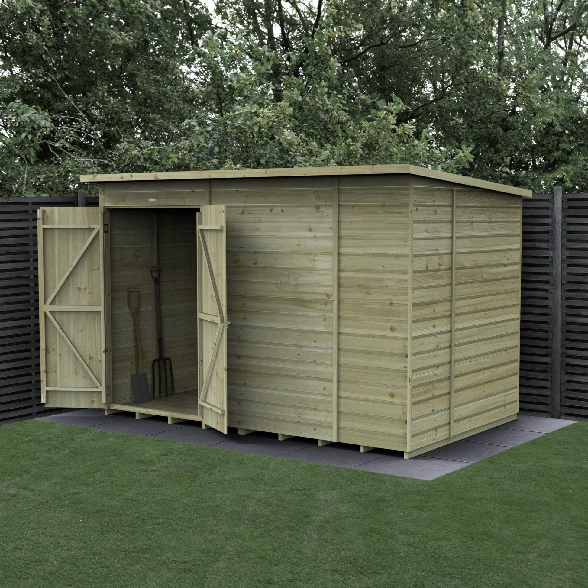 Forest Beckwood 10x6 Pent Shed - No Windows - Double Door - JJ Building Materials