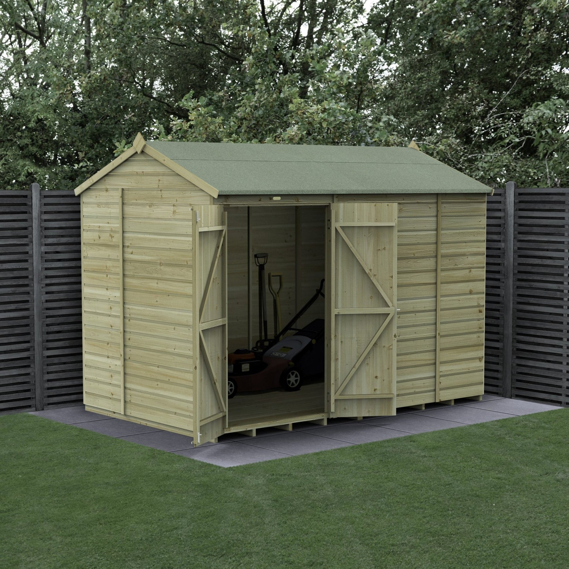 Forest Beckwood 10x6 Reverse Apex Shed - No Windows - Double Door - JJ Building Materials