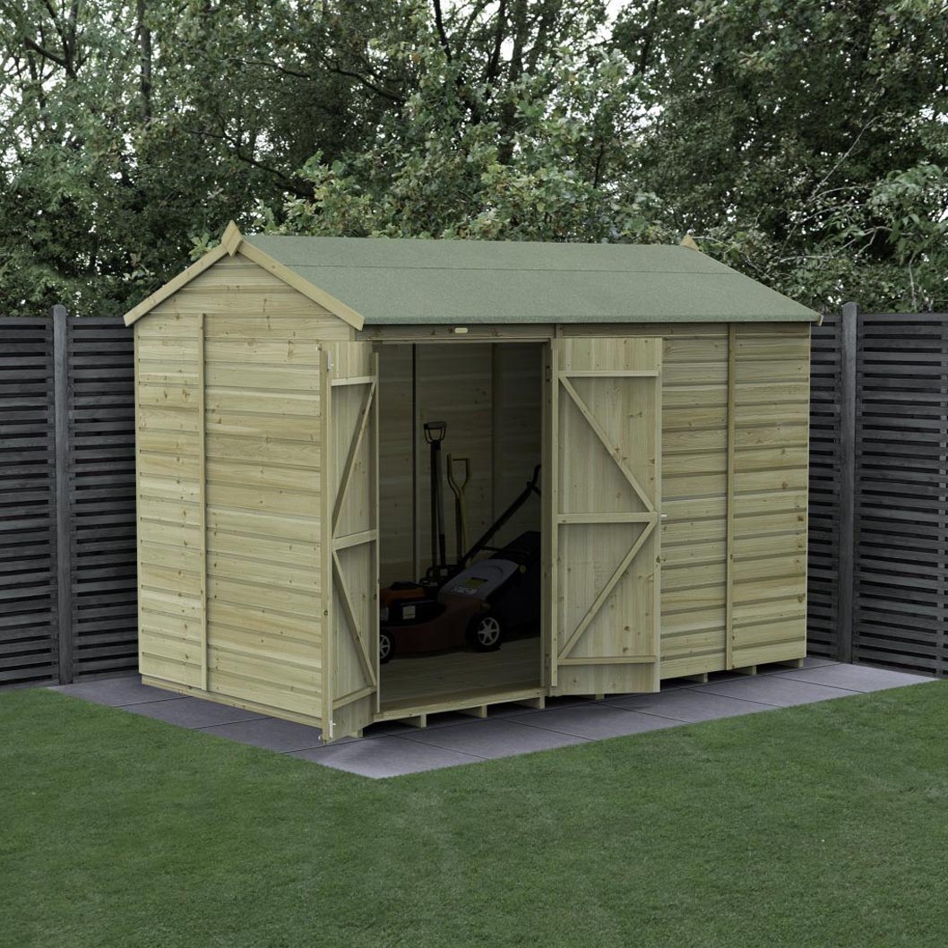 Forest Beckwood 10x6 Reverse Apex Shed - No Windows - Double Door - JJ Building Materials
