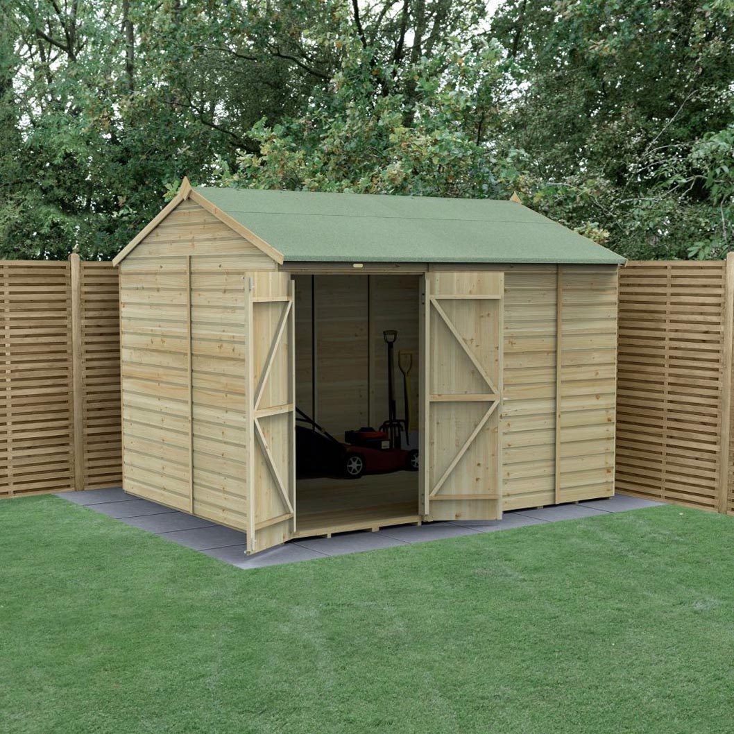 Forest Beckwood 10x8 Reverse Apex Shed - No Windows - Double Door - JJ Building Materials