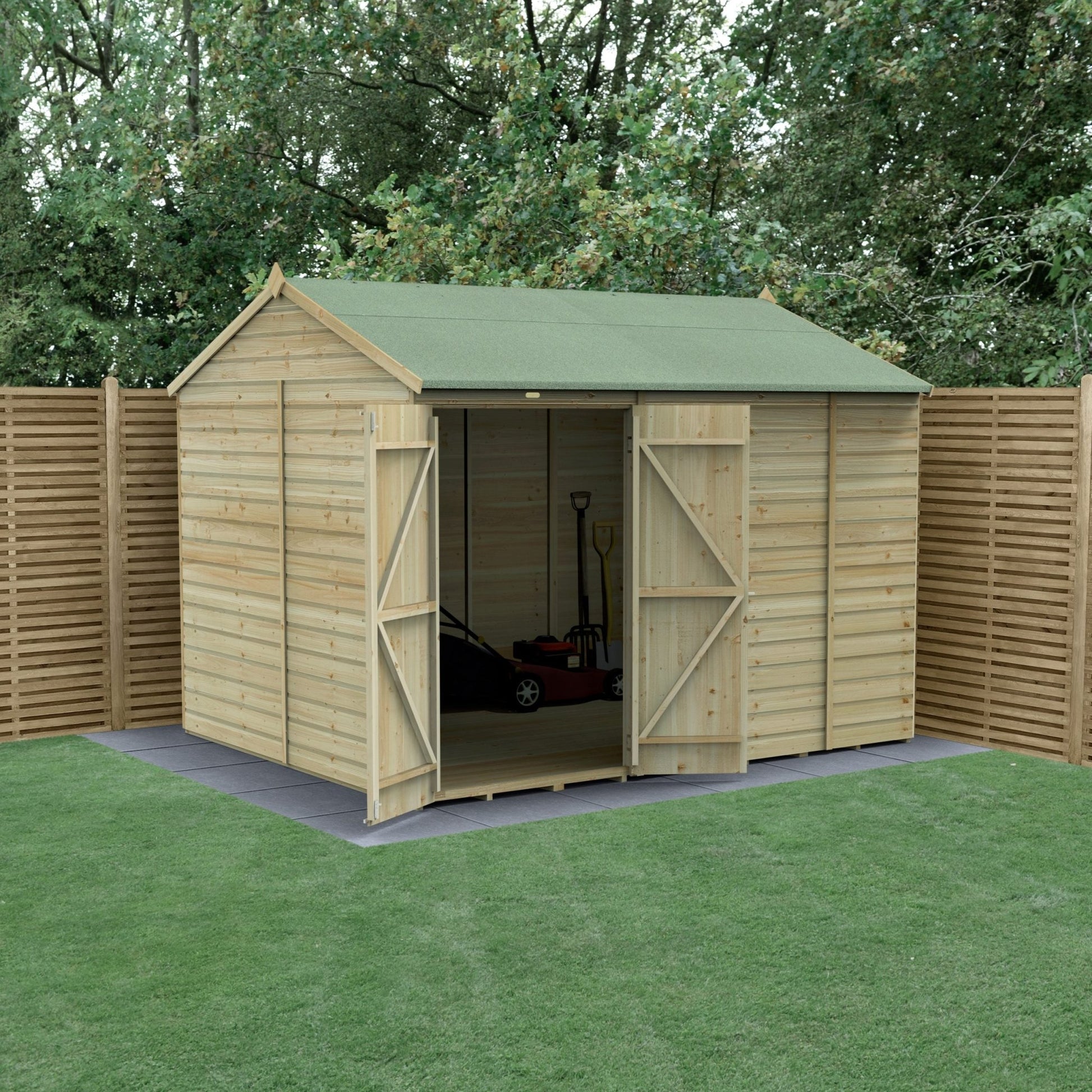 Forest Beckwood 10x8 Reverse Apex Shed - No Windows - Double Door - JJ Building Materials