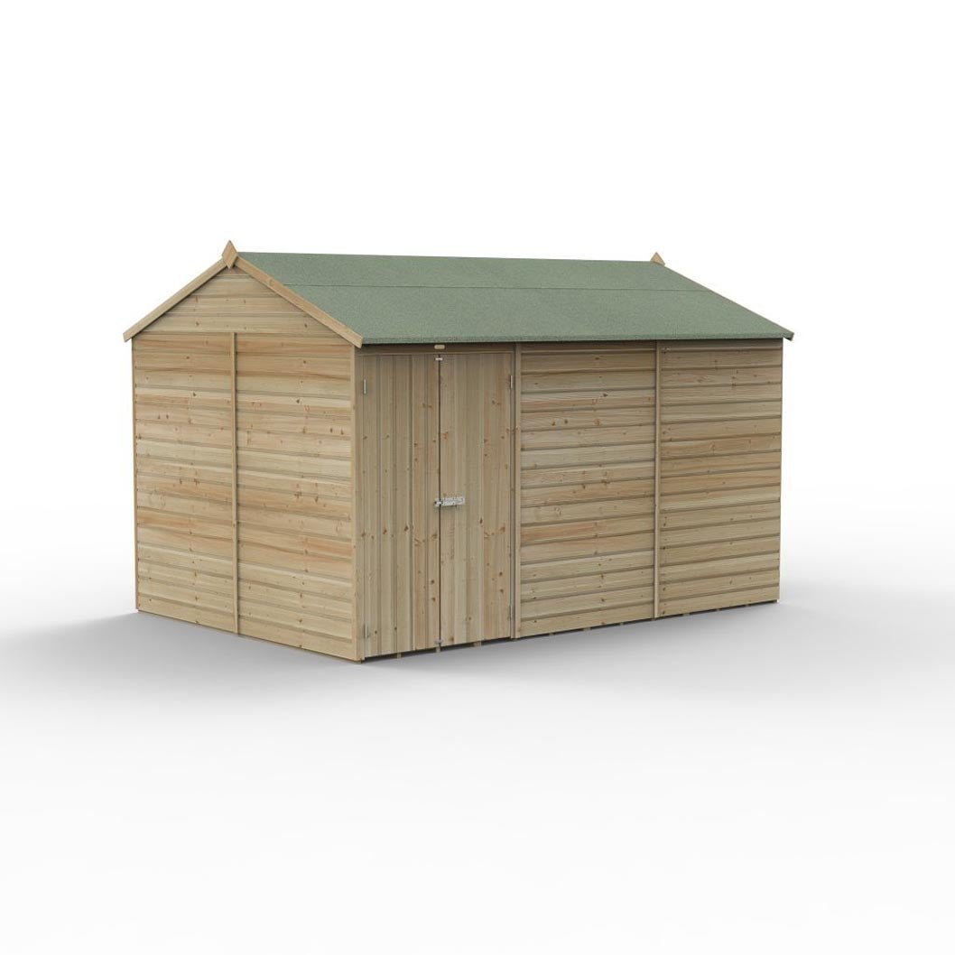 Forest Beckwood 12x8 Reverse Apex Shed - No Windows - Double Door - JJ Building Materials
