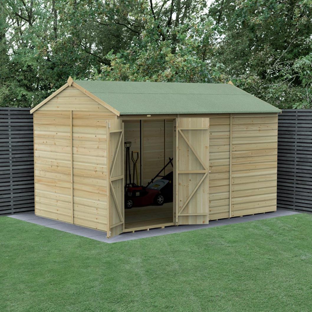 Forest Beckwood 12x8 Reverse Apex Shed - No Windows - Double Door - JJ Building Materials
