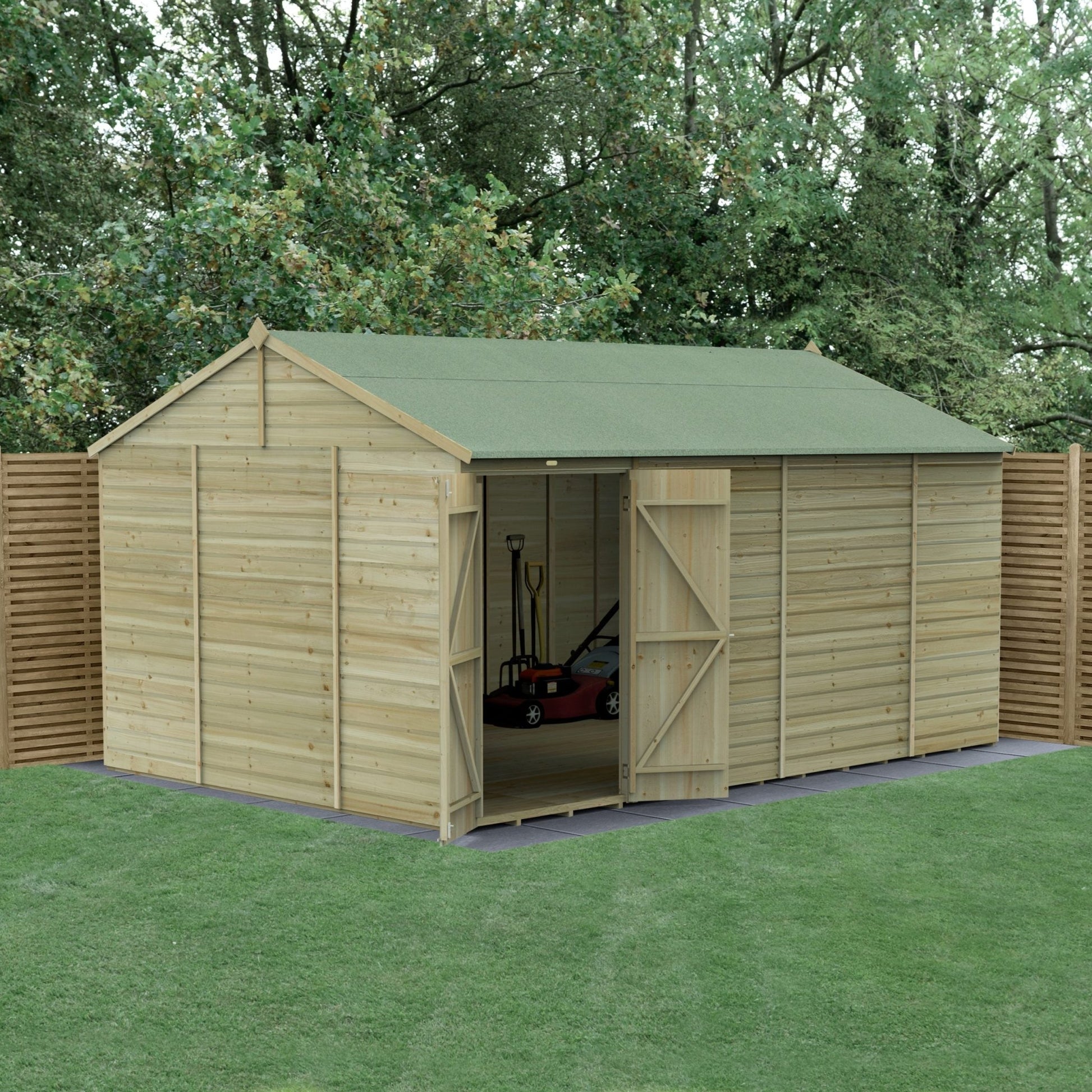 Forest Beckwood 15x10 Reverse Apex Shed - No Windows - Double Door - JJ Building Materials