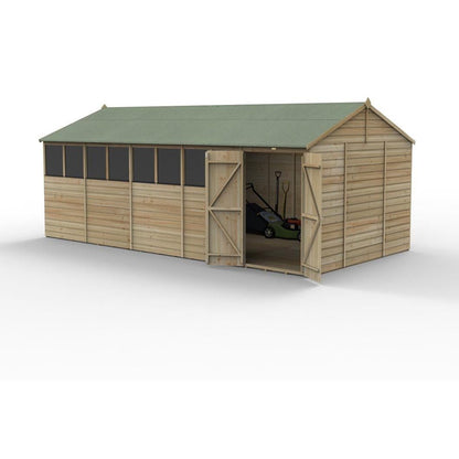 Forest Beckwood 20x10 Reverse Apex Shed - 8 Windows - Double Door - JJ Building Materials