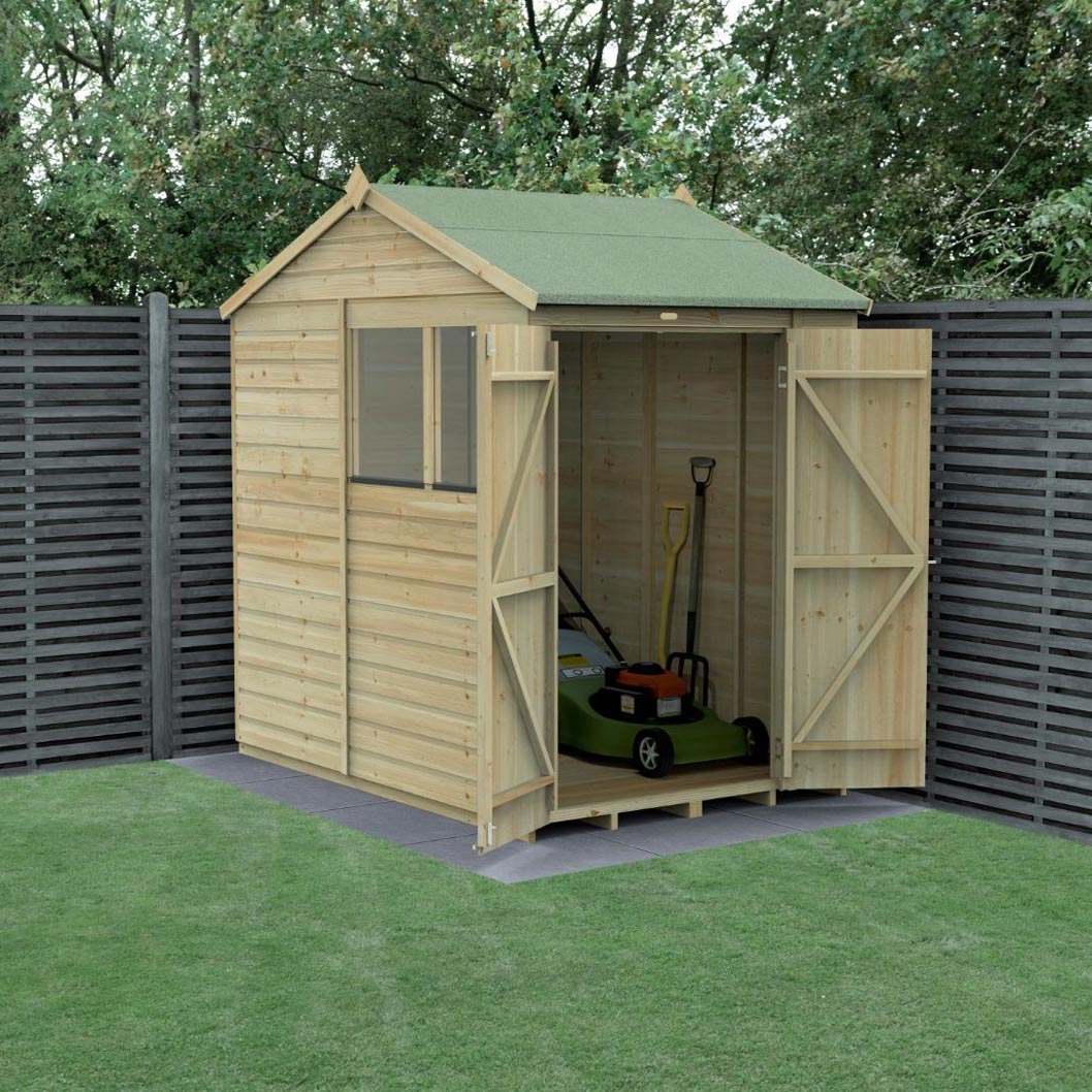 Forest Beckwood 5x7 Reverse Apex Shed - 2 Windows - Double Door - JJ Building Materials