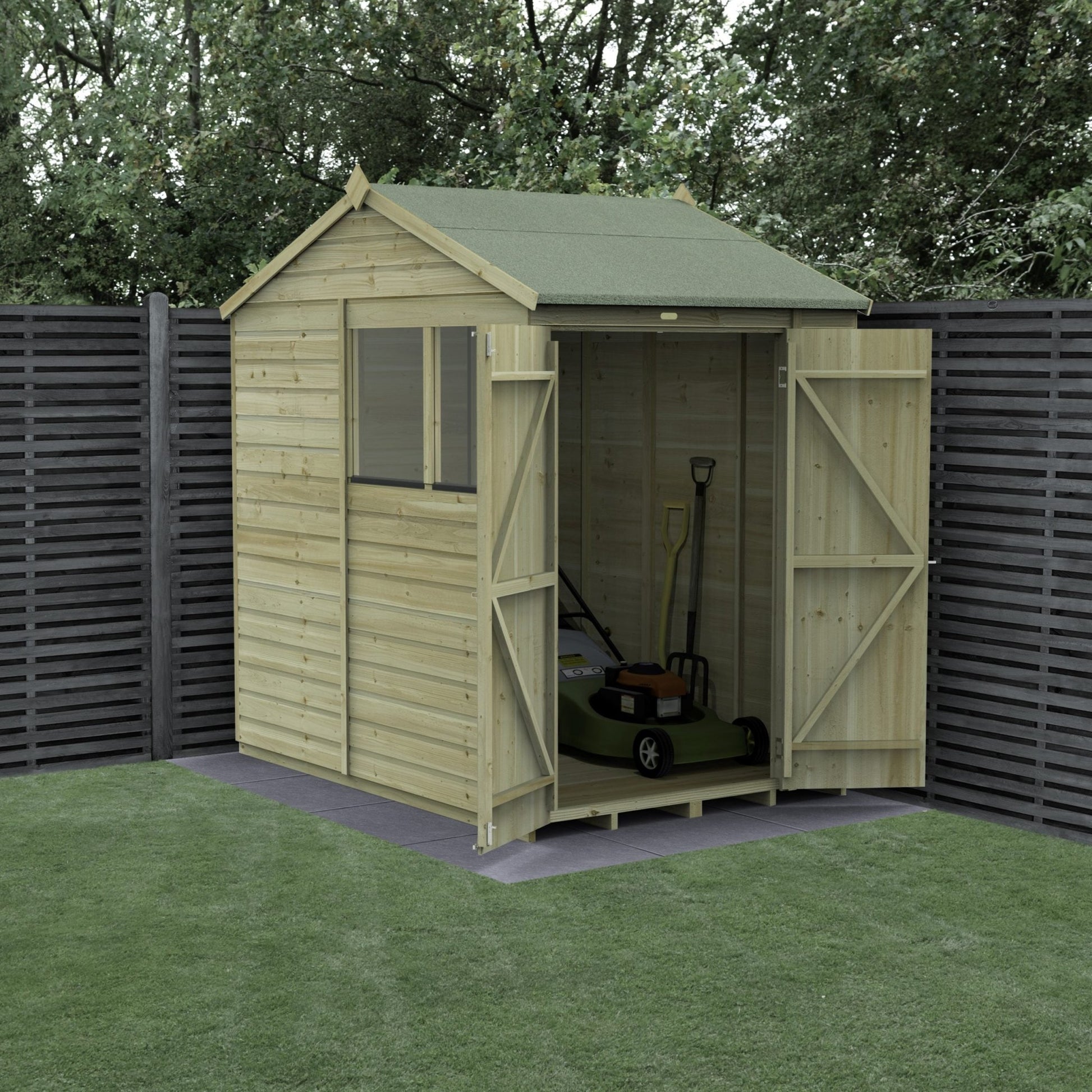 Forest Beckwood 5x7 Reverse Apex Shed - 2 Windows - Double Door - JJ Building Materials