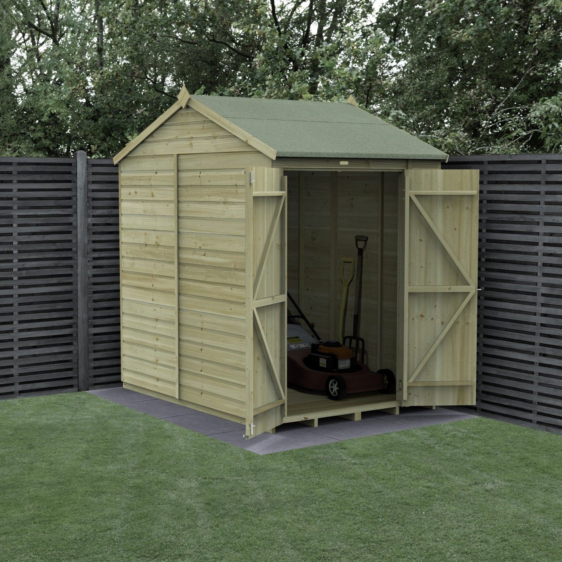 Forest Beckwood 5x7 Reverse Apex Shed - No Windows - Double Door - JJ Building Materials