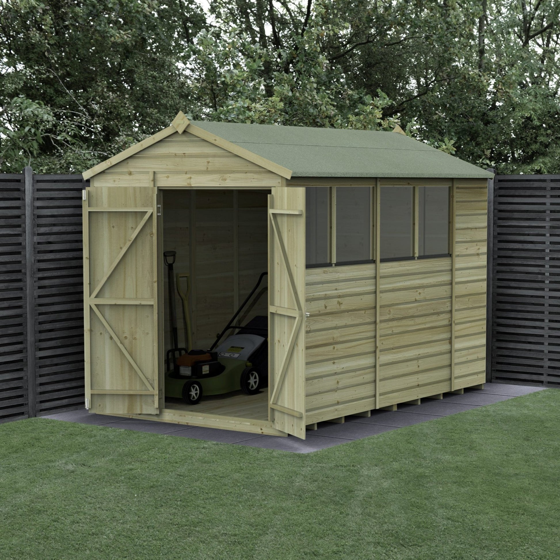 Forest Beckwood 6x10 Apex Shed - 4 Windows - Double Door - JJ Building Materials