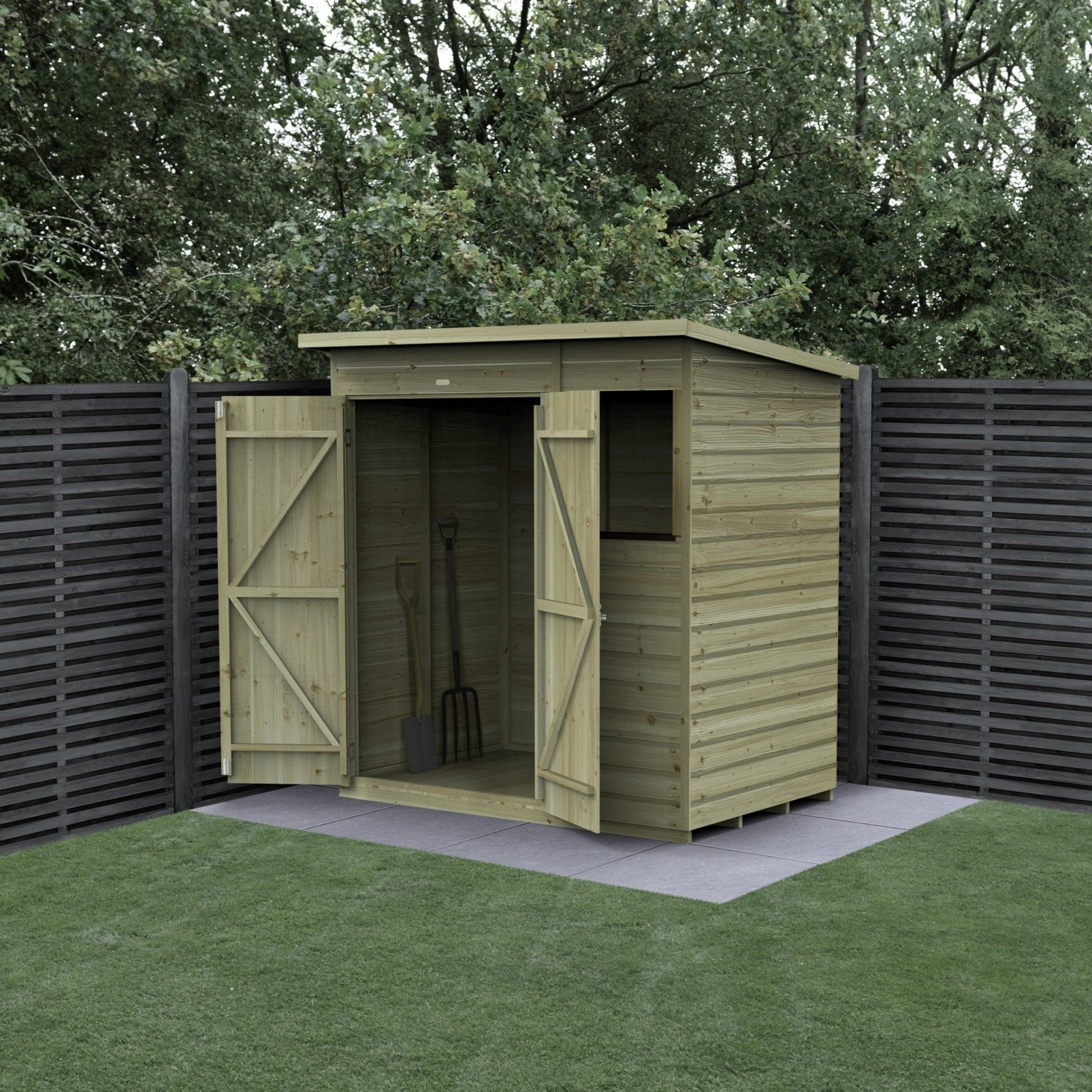 Forest Beckwood 6x4 Pent Shed - 1 Window - Double Door - JJ Building Materials