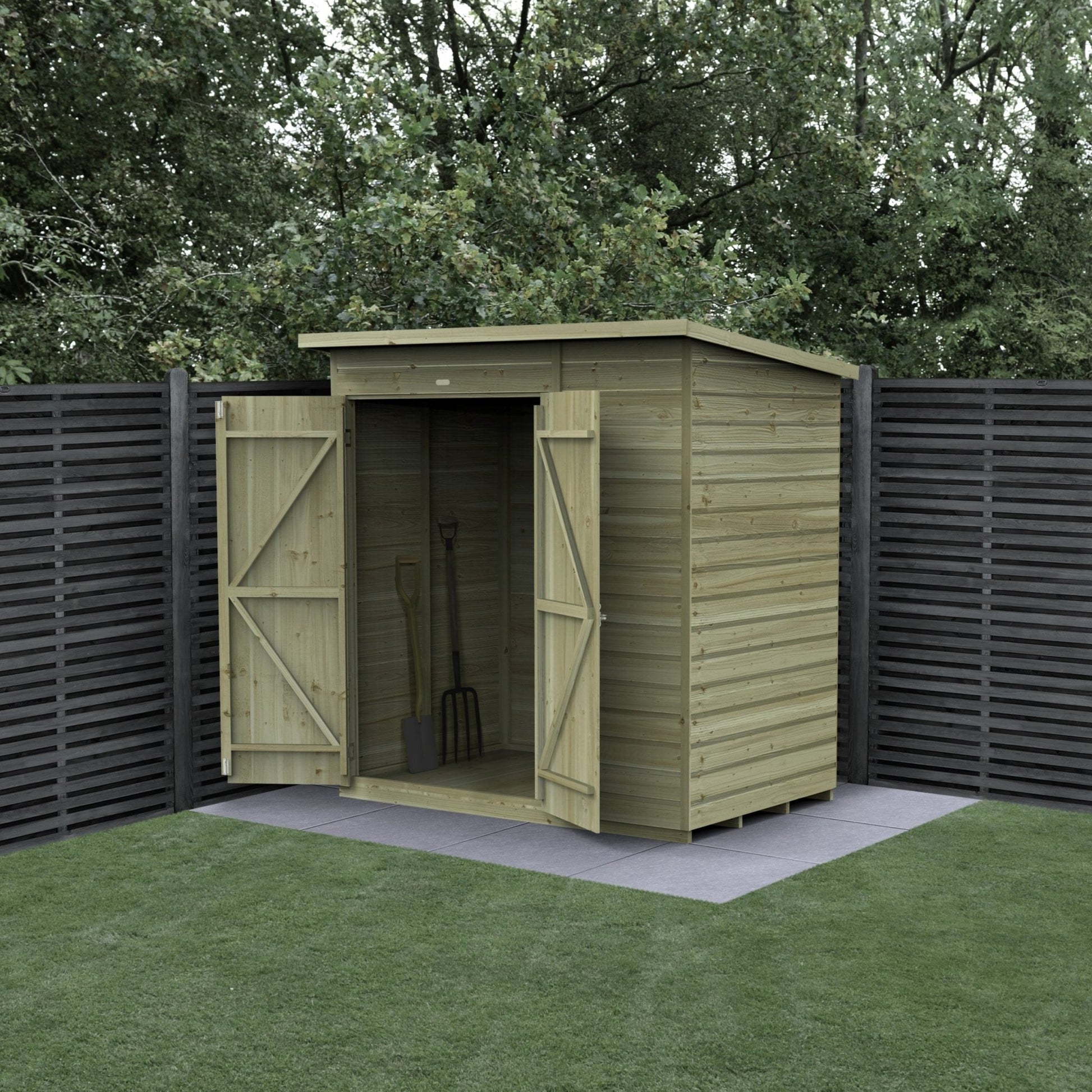 Forest Beckwood 6x4 Pent Shed - No Windows - Double Door - JJ Building Materials