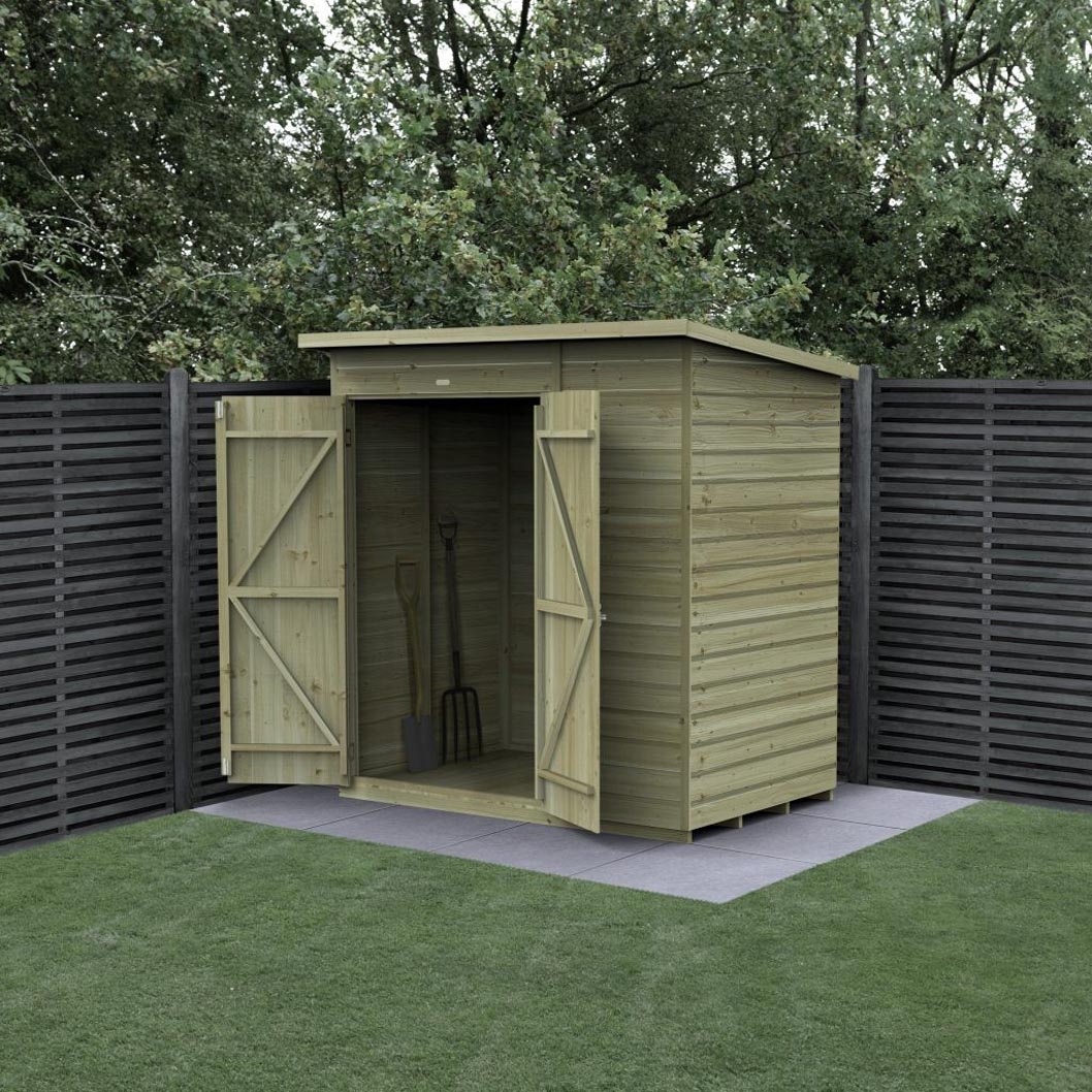 Forest Beckwood 6x4 Pent Shed - No Windows - Double Door - JJ Building Materials