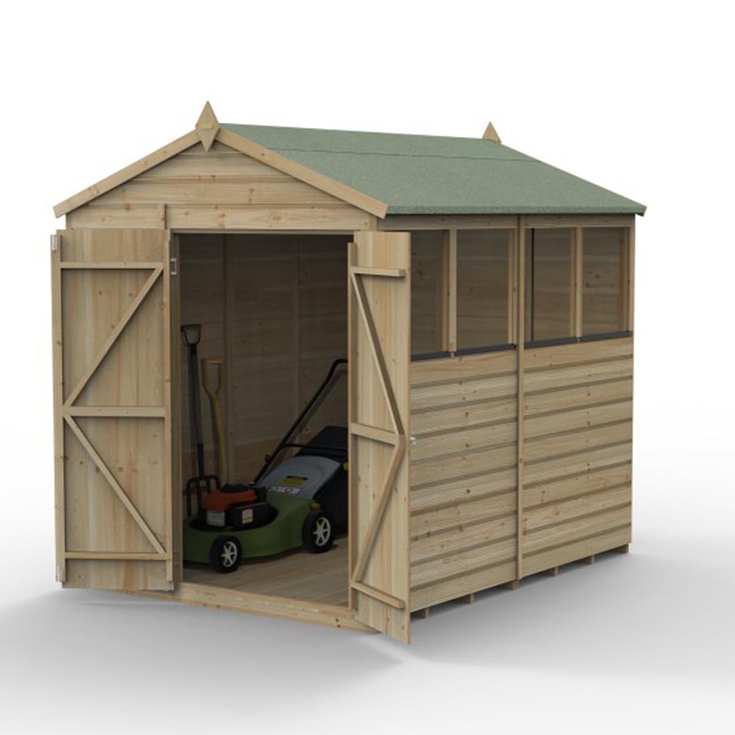 Forest Beckwood 6x8 Apex Shed - 4 Windows - Double Door - JJ Building Materials