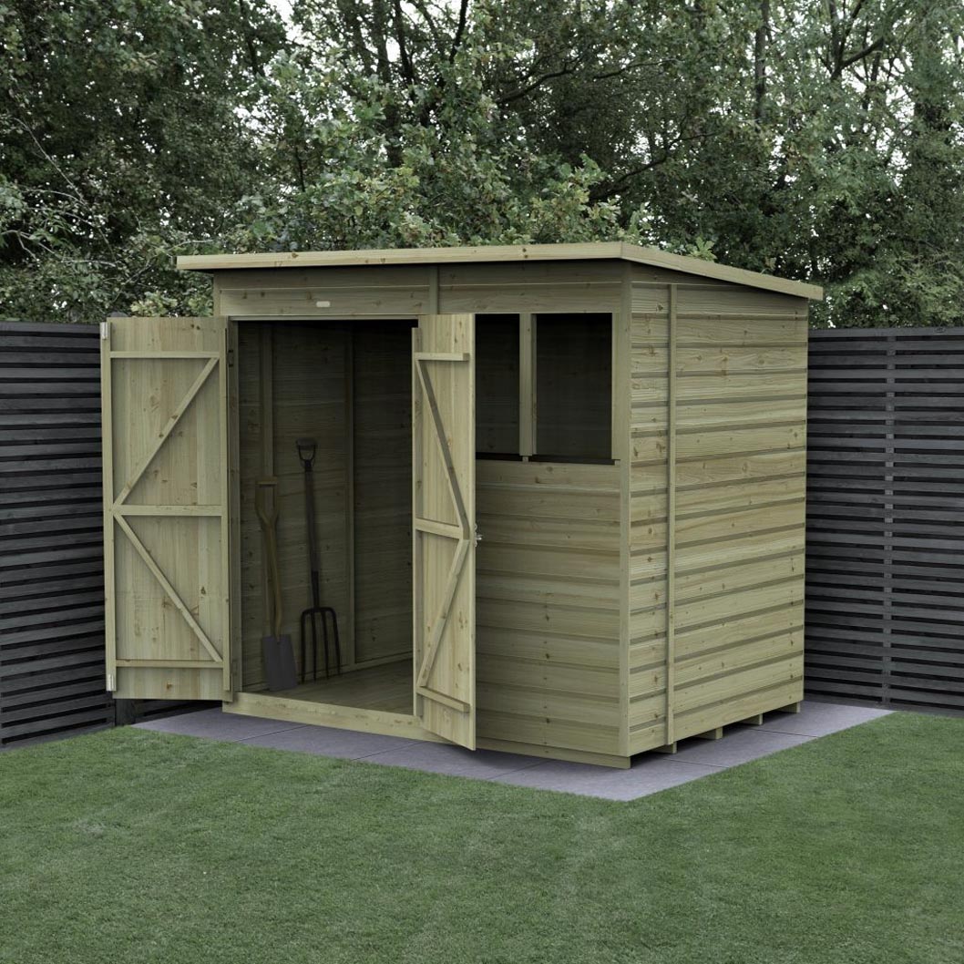 Forest Beckwood 7x5 Pent Shed - 2 Windows - Double Door - JJ Building Materials
