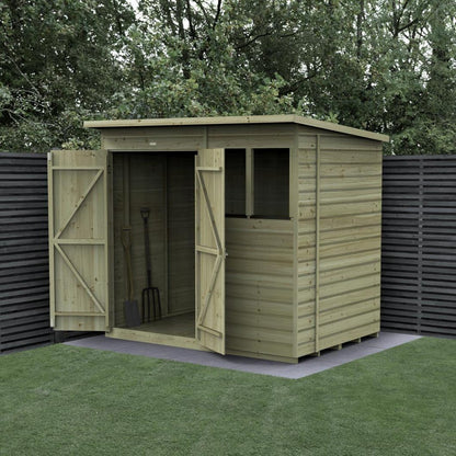 Forest Beckwood 7x5 Pent Shed - 2 Windows - Double Door - JJ Building Materials