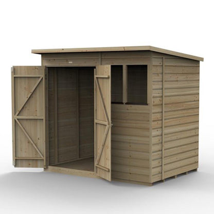 Forest Beckwood 7x5 Pent Shed - 2 Windows - Double Door - JJ Building Materials