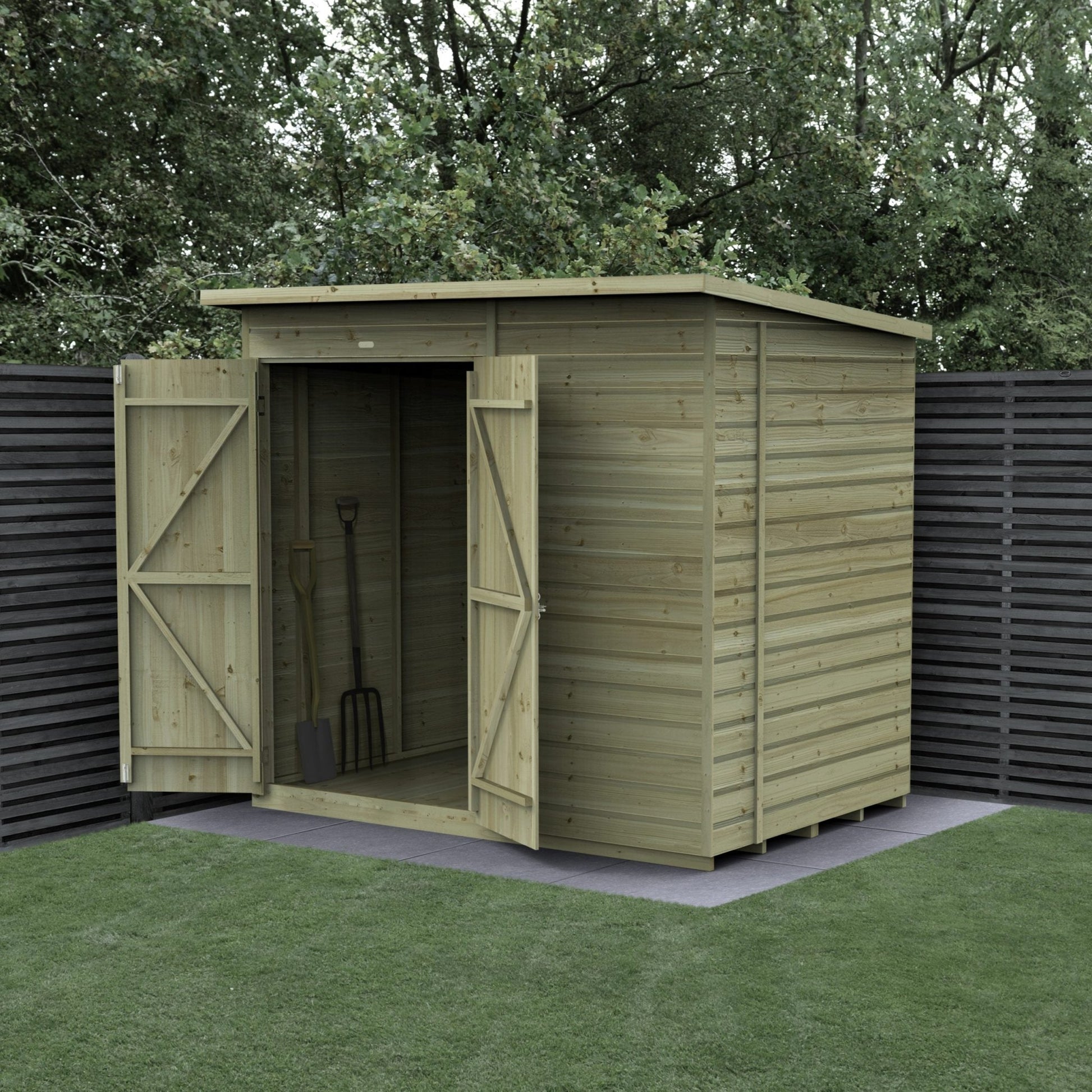 Forest Beckwood 7x5 Pent Shed - No Windows - Double Door - JJ Building Materials