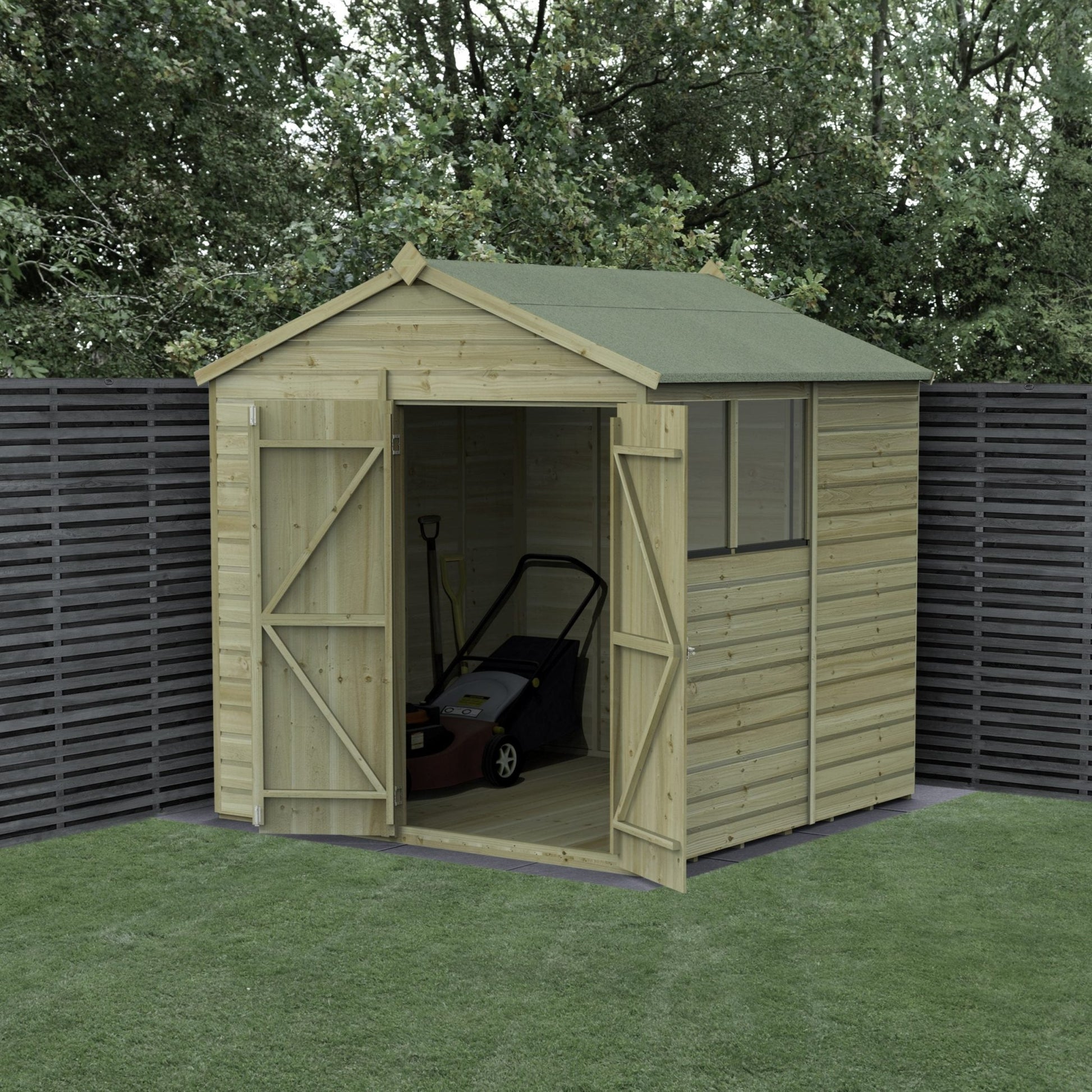 Forest Beckwood 7x7 Apex Shed - 2 Windows - Double Door - JJ Building Materials