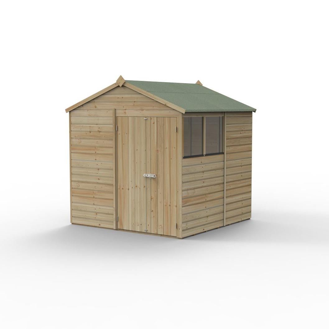 Forest Beckwood 7x7 Apex Shed - 2 Windows - Double Door - JJ Building Materials