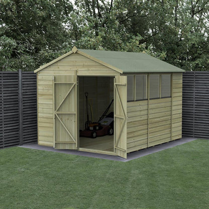 Forest Beckwood 8x10 Apex Shed - 4 Windows - Double Door - JJ Building Materials