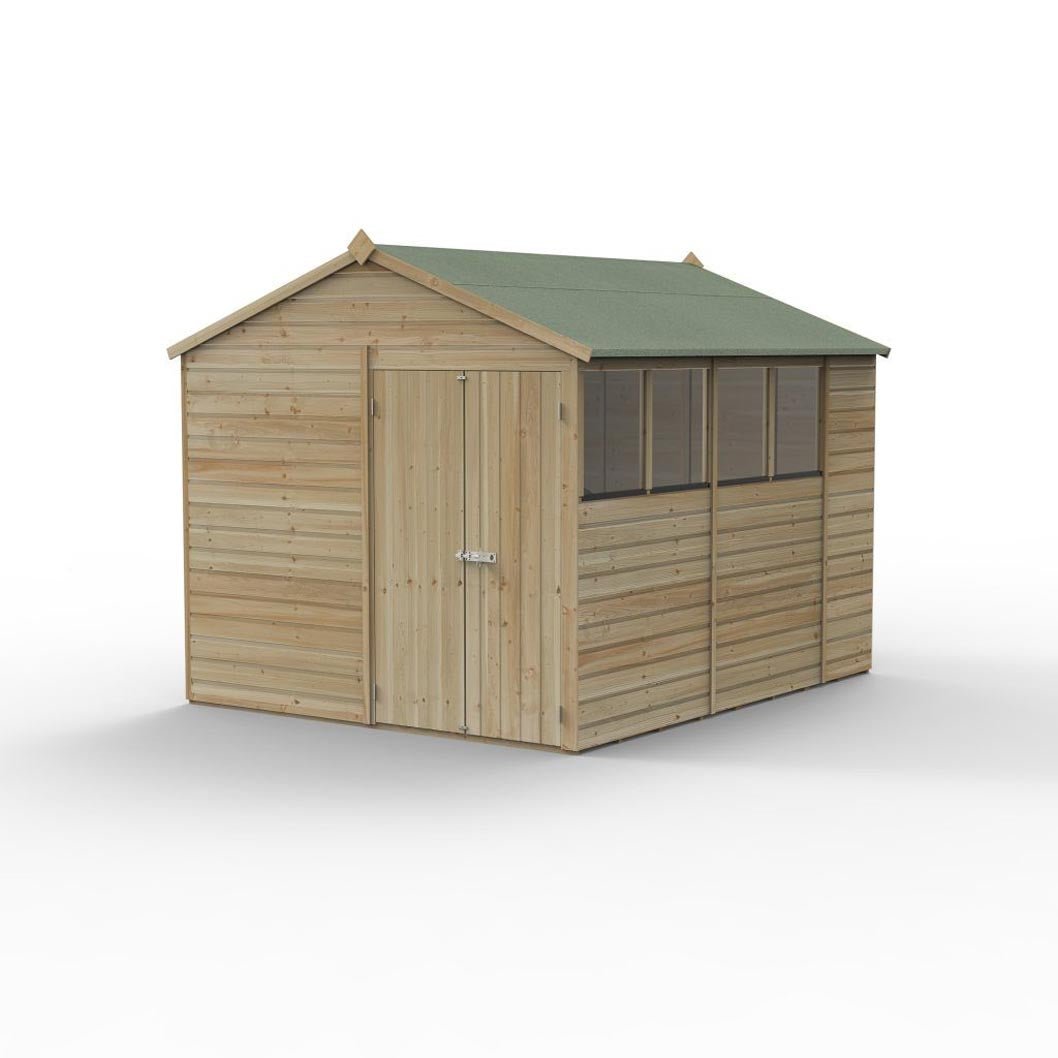 Forest Beckwood 8x10 Apex Shed - 4 Windows - Double Door - JJ Building Materials