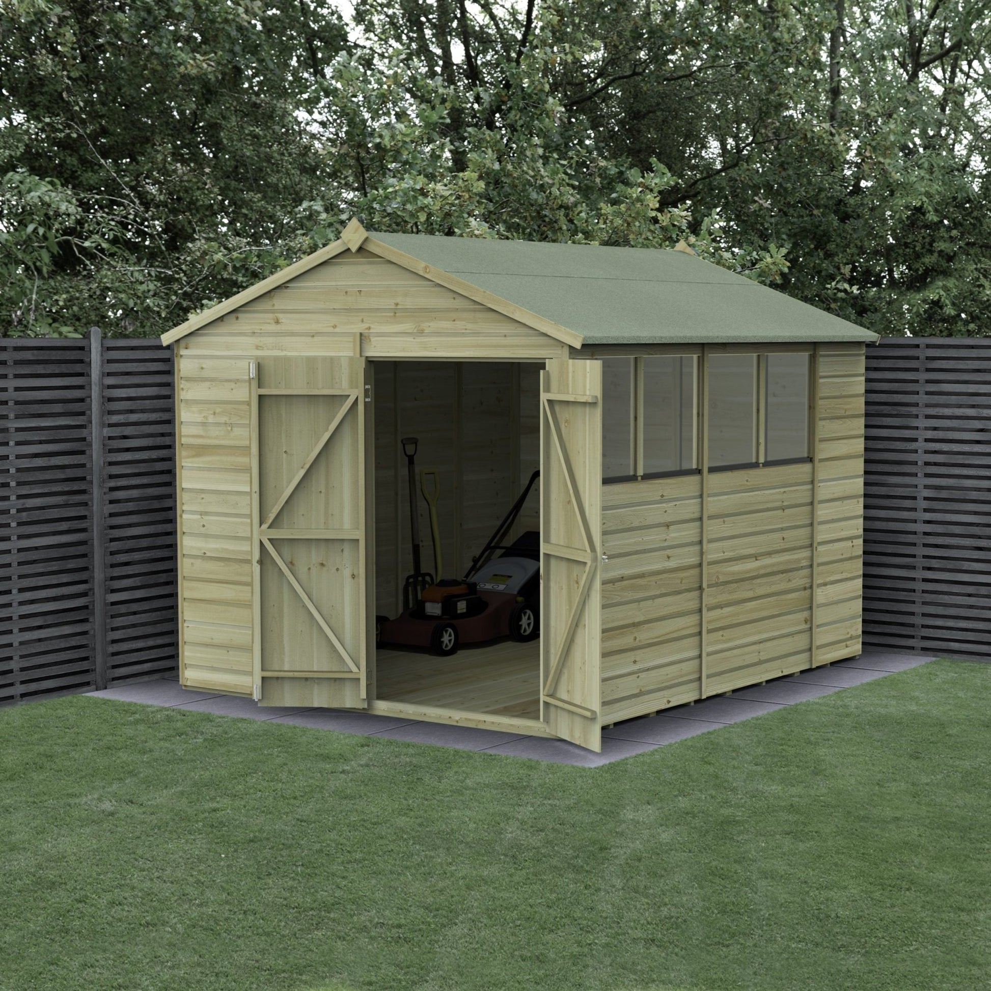 Forest Beckwood 8x10 Apex Shed - 4 Windows - Double Door - JJ Building Materials
