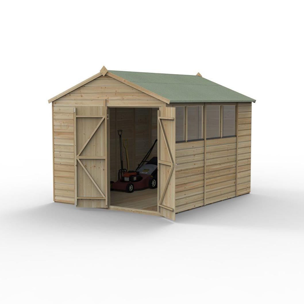 Forest Beckwood 8x10 Apex Shed - 4 Windows - Double Door - JJ Building Materials
