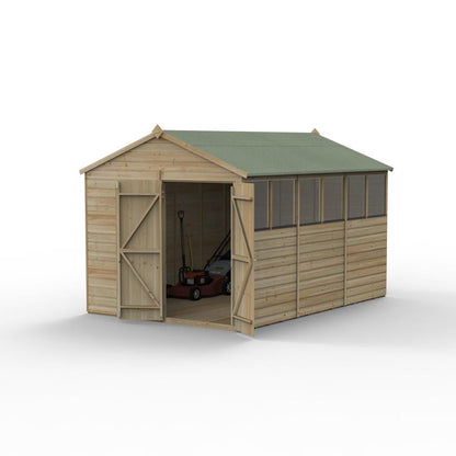 Forest Beckwood 8x12 Apex Shed - 6 Windows - Double Door - JJ Building Materials