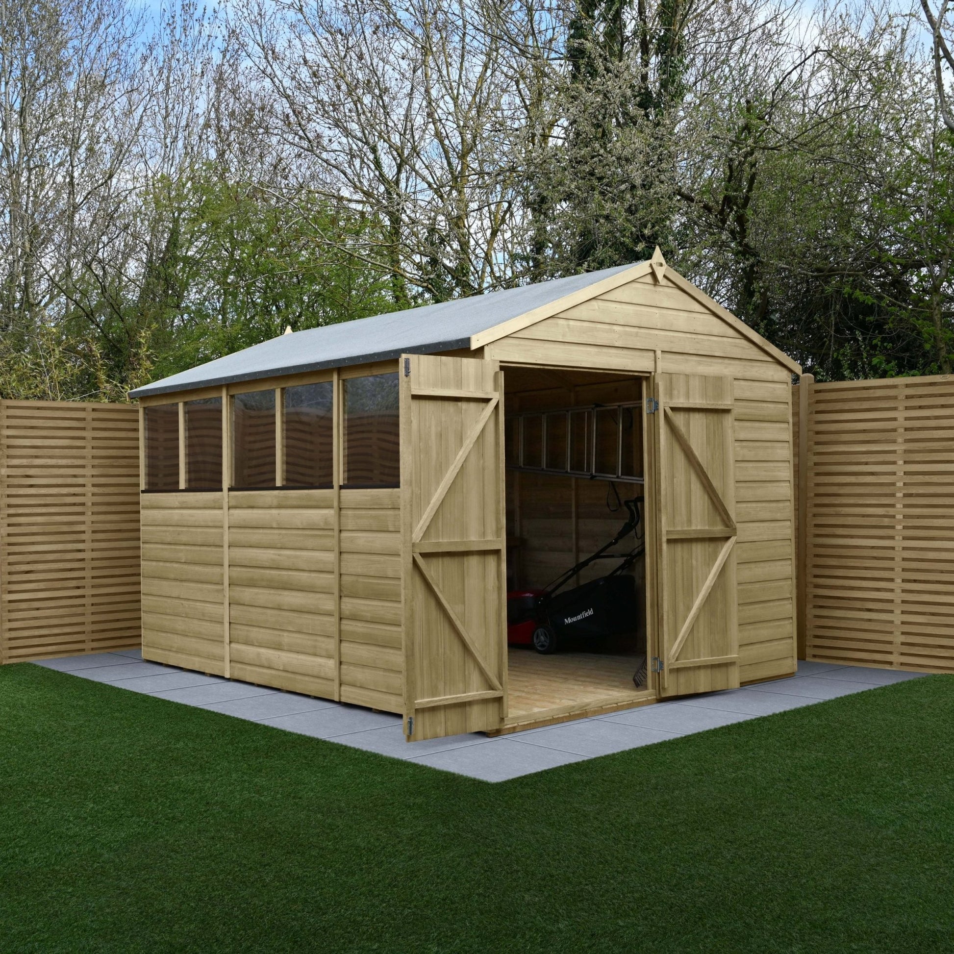 Forest Beckwood 8x12 Apex Shed - 6 Windows - Double Door - JJ Building Materials